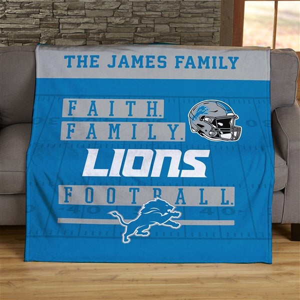 NFL Faith & Family Detroit Lions Personalized Blanket - 45359