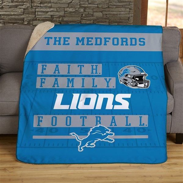 NFL Faith & Family Detroit Lions Personalized Blanket - 45359