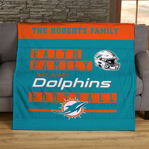 NFL Faith & Family Miami Dolphins Personalized Blanket - 45365