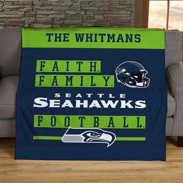 NFL Faith & Family Seattle Seahawks Personalized Blanket - 45367