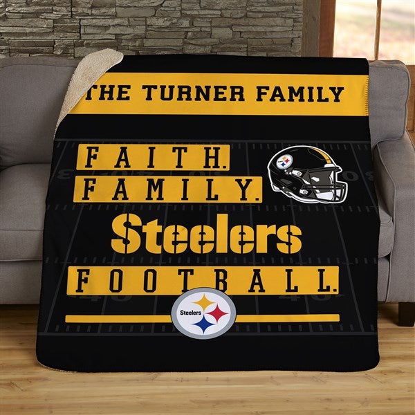 NFL Faith & Family Pittsburgh Steelers Personalized Blanket - 45372