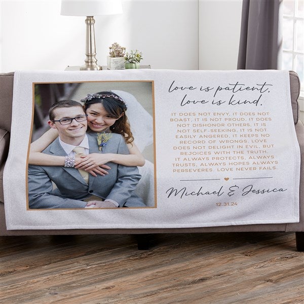 Love is Patient Personalized Photo Blanket  - 45392