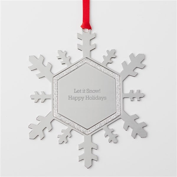 Engraved Silver Sparkling Snowflake Metal Ornament    - 45395
