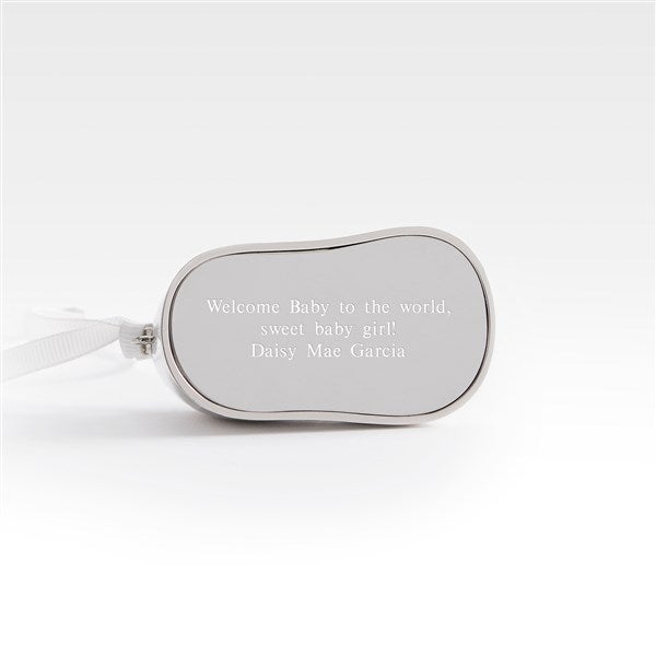 Engraved Silver Baby Bootie Metal Ornament