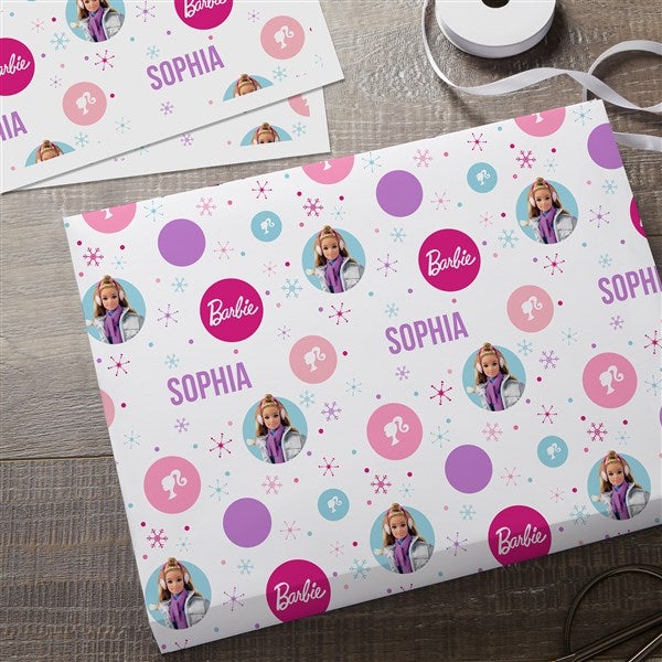 Merry & Bright Personalized Barbie Wrapping Paper - 45425