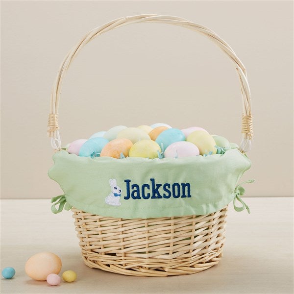 Bunny Name Embroidered Willow Easter Basket - 45534