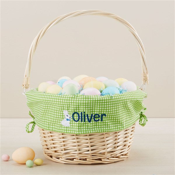 Bunny Name Embroidered Willow Easter Basket - 45534