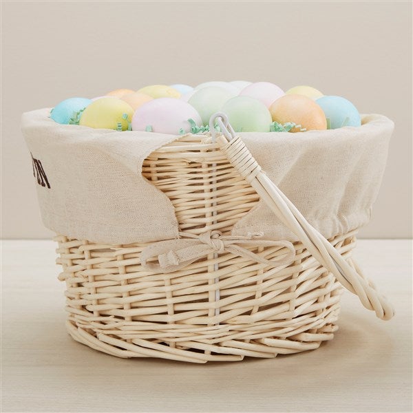 Bunny Name Embroidered Willow Easter Basket Tan
