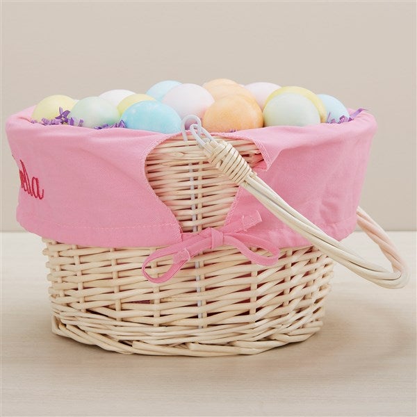 Bunny Name Embroidered Willow Easter Basket