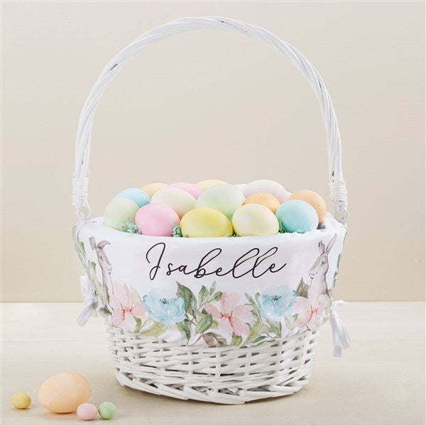 Floral Bunny Personalized Easter Basket  - 45537