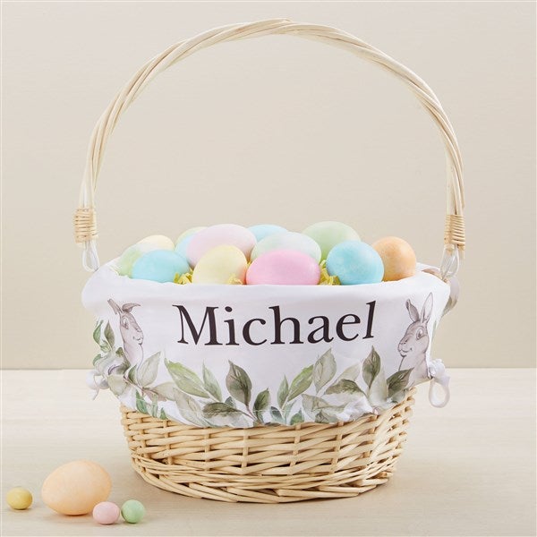 Floral Bunny Personalized Easter Basket  - 45537