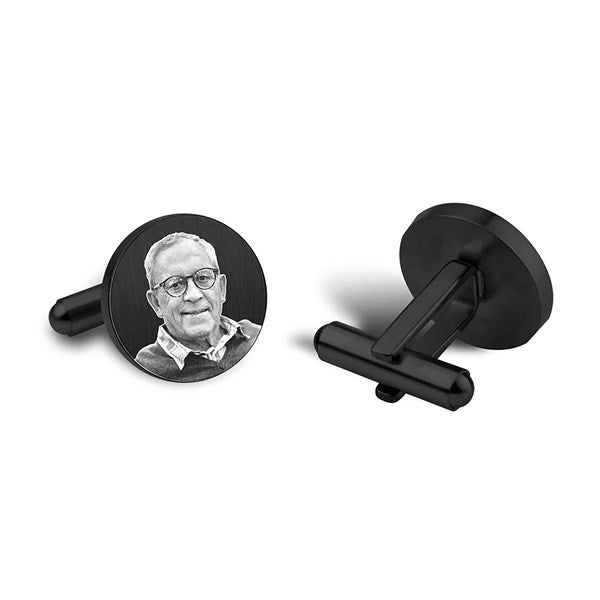 Personalized Round Photo Cufflinks - Black - 45564D