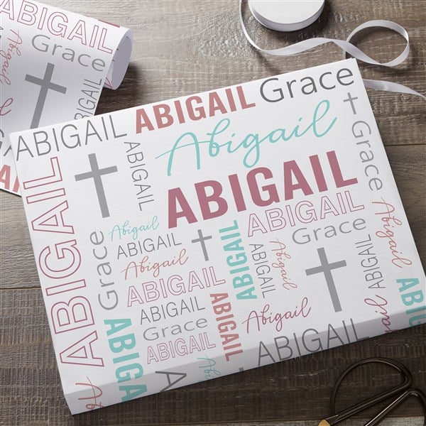 Religious Repeating Name Personalized Wrapping Paper  - 45571