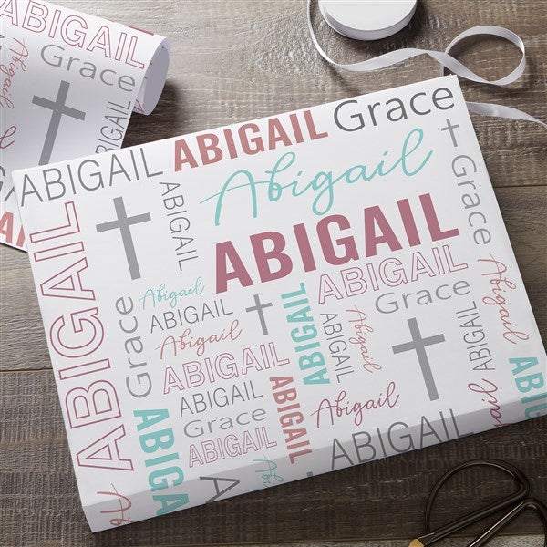 Religious Repeating Name Personalized Wrapping Paper - 45571