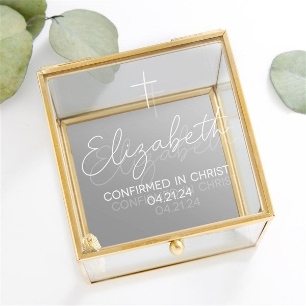 Confirmed in Christ Personalized Glass Jewelry Box  - 45576
