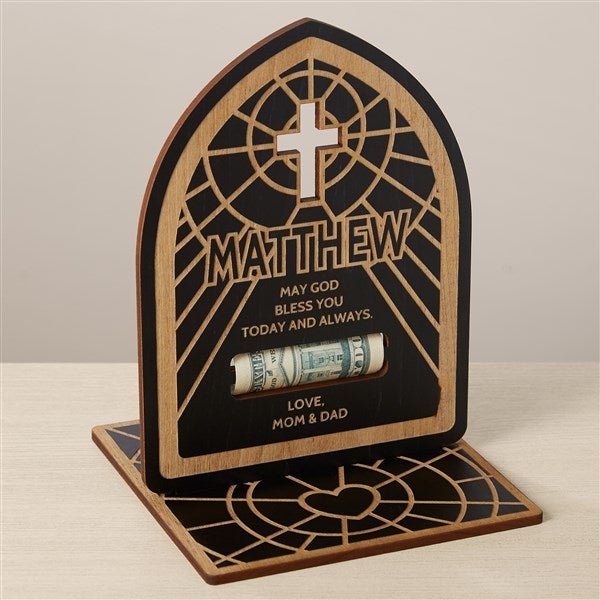 Religious Blessings Personalized Wood Money Holder  - 45586