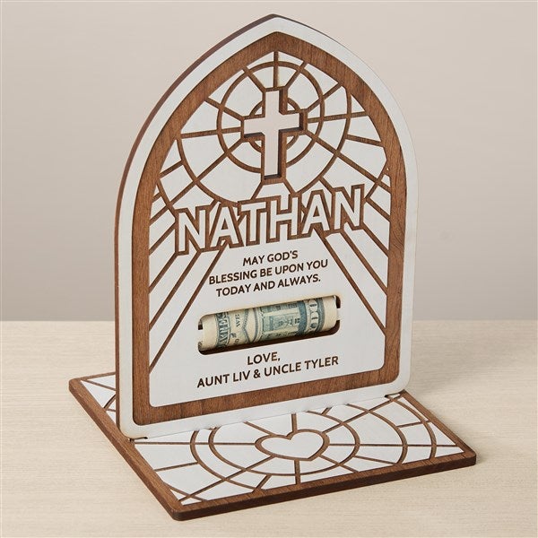Religious Blessings Personalized Wood Money Holder  - 45586