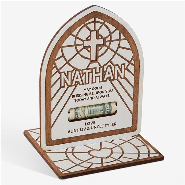 Religious Blessings Personalized Wood Money Holder  - 45586