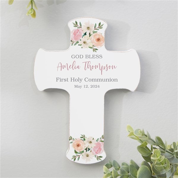 Floral First Communion Personalized Cross  - 45590