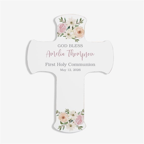 Floral First Communion Personalized Cross  - 45590