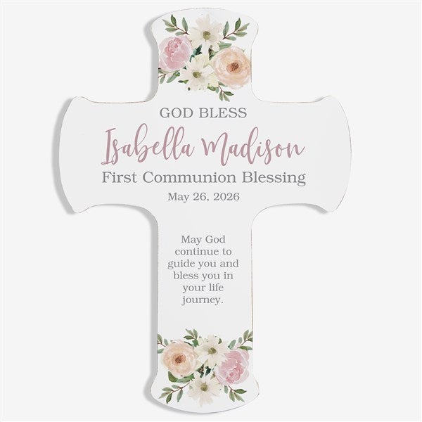 Floral First Communion Personalized Cross  - 45590