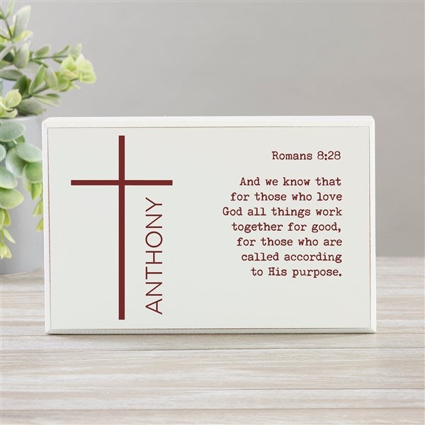 Religious Verse & Cross Personalized Shelf Block  - 45609