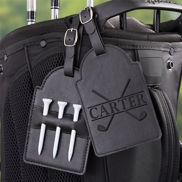 Crossed Clubs Personalized Leatherette Golf Bag Tag - 45638
