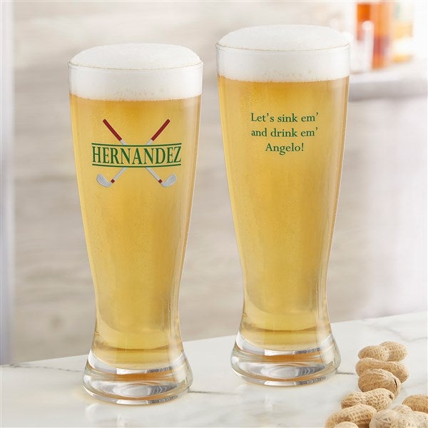 Crossed Clubs Personalized Beer Glasses - 45643