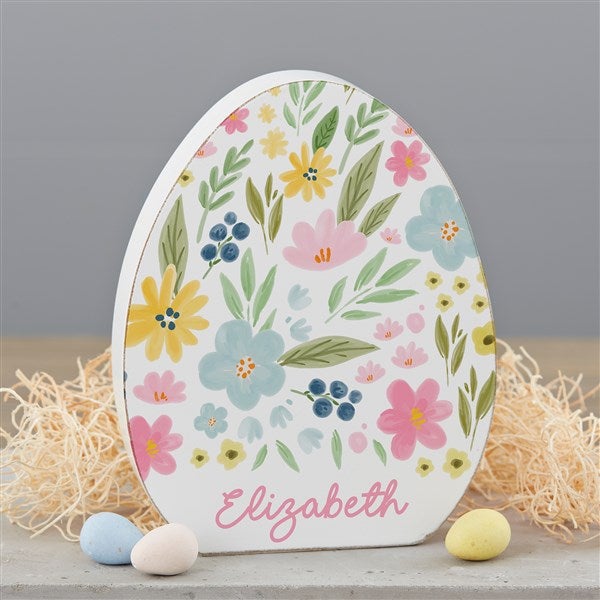 Floral Personalized Wooden Easter Shelf Decorations - 45682