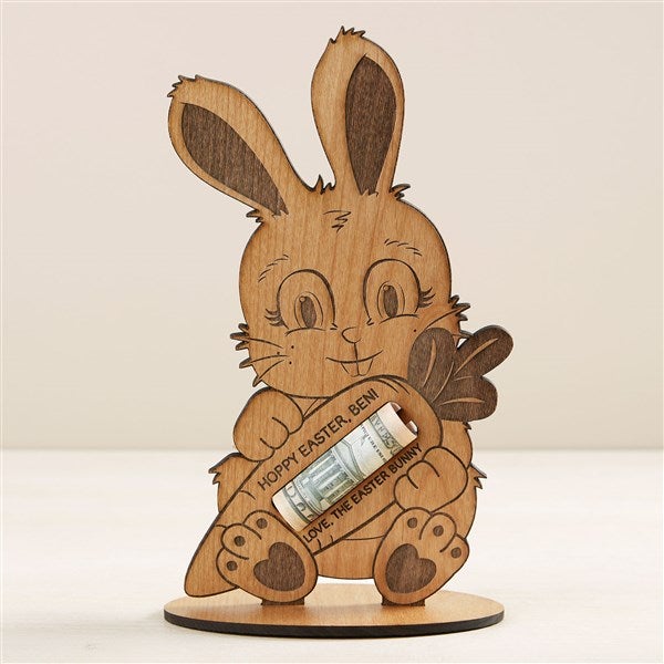 Easter Bunny Personalized Wood Money Holder - 45695