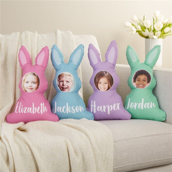 Easter Bunny Personalized Photo Character Throw Pillow  - 45696