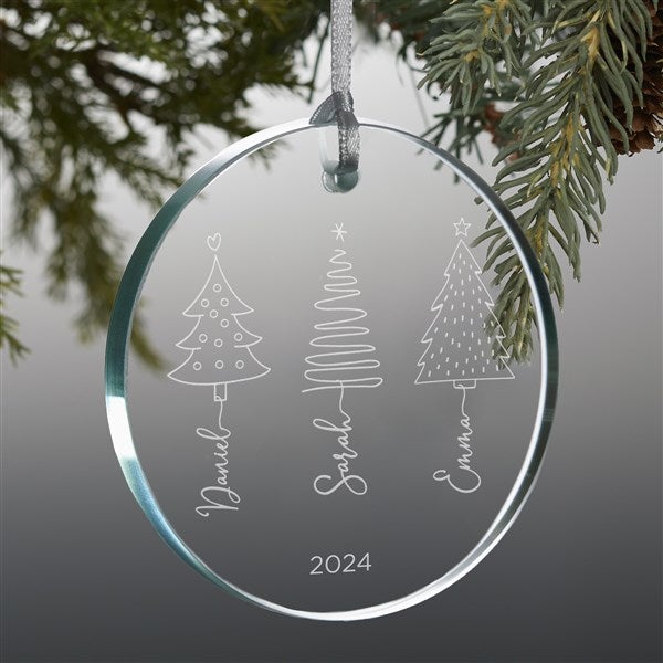 Personalized Scripted Christmas Tree Glass Ornament  - 45709
