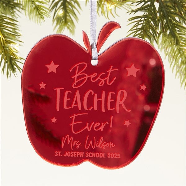 Best Teacher Personalized Apple Christmas Ornament  - 45719