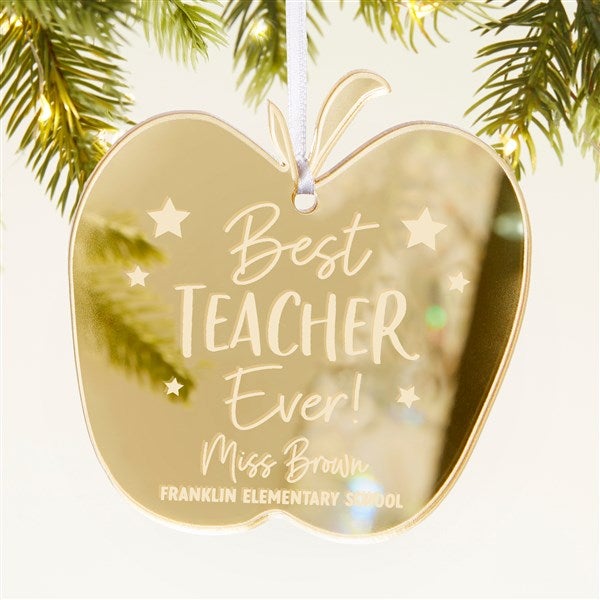 Best Teacher Personalized Apple Christmas Ornament  - 45719