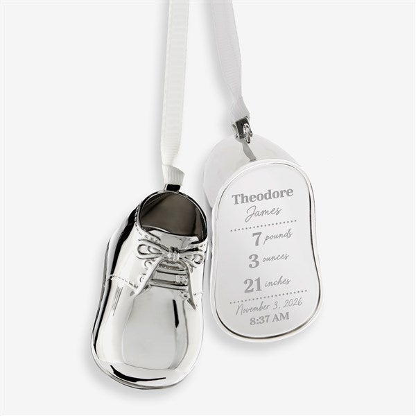 Personalized Silver Baby Bootie Metal Ornament - 45762