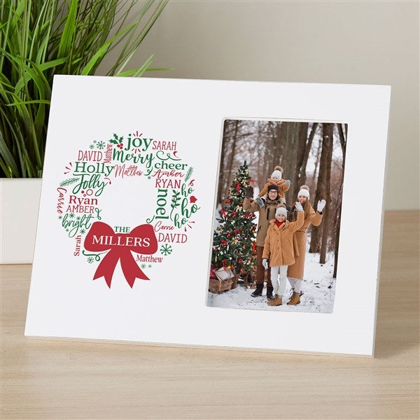 Merry Mistletoe Wreath Personalized Off-Set Picture Frame  - 45770