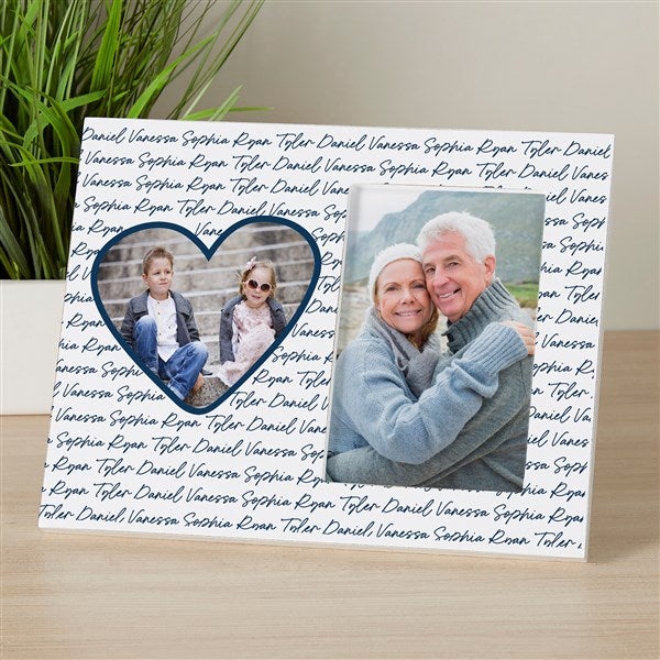 Family Heart Photo Personalized Repeating Name Picture Frame - 45777