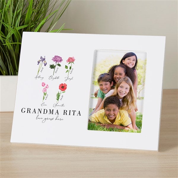 Birth Month Flower Personalized Off-Set Picture Frame - 45782