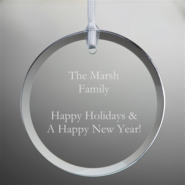 Engraved Round Glass Ornament  - 45791