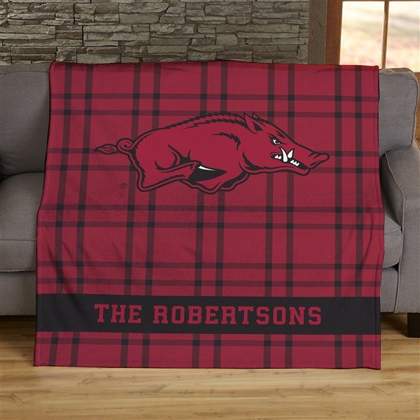 NCAA Plaid Arkansas Razorbacks Personalized Blankets - 45815