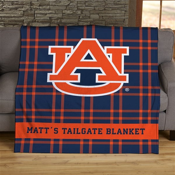 NCAA Plaid Auburn Tigers Personalized Blankets - 45816