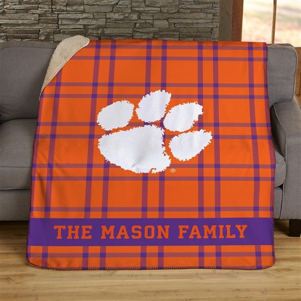 NCAA Plaid Clemson Tigers Personalized Blankets - 45818