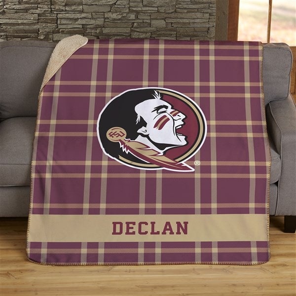 NCAA Plaid FSU Seminoles Personalized Blankets - 45821