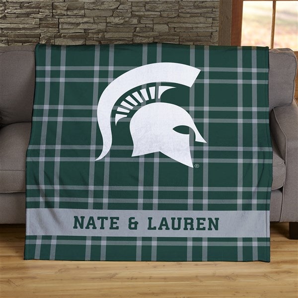 NCAA Plaid Michigan State Spartans Personalized Blankets - 45823