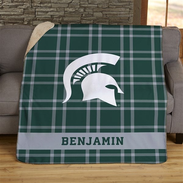 NCAA Plaid Michigan State Spartans Personalized Blankets - 45823