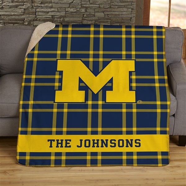 NCAA Plaid Michigan Wolverines Personalized Blankets - 45824