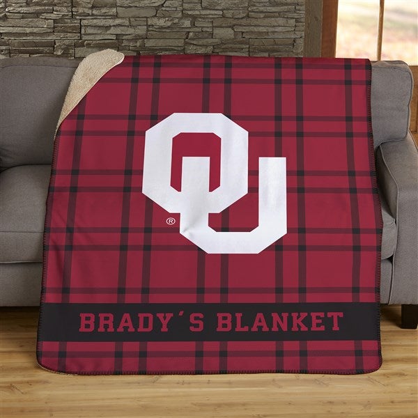 NCAA Plaid Oklahoma Sooners Personalized Blankets - 45826