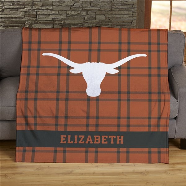 NCAA Plaid Texas Longhorns Personalized Blankets - 45830