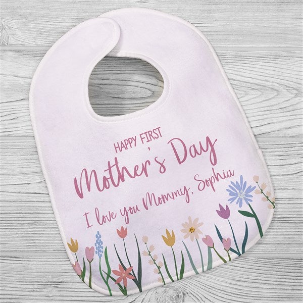 Floral First Mother&#39;s Day Personalized Baby Bib - 45848