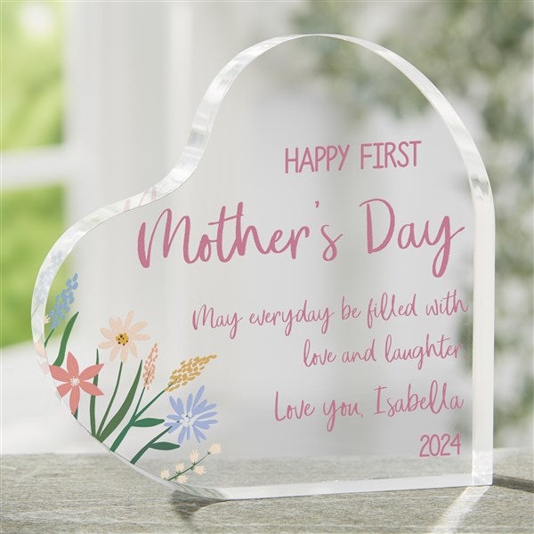 Floral First Mother's Day Personalized Colored Heart Keepsake - 45851
